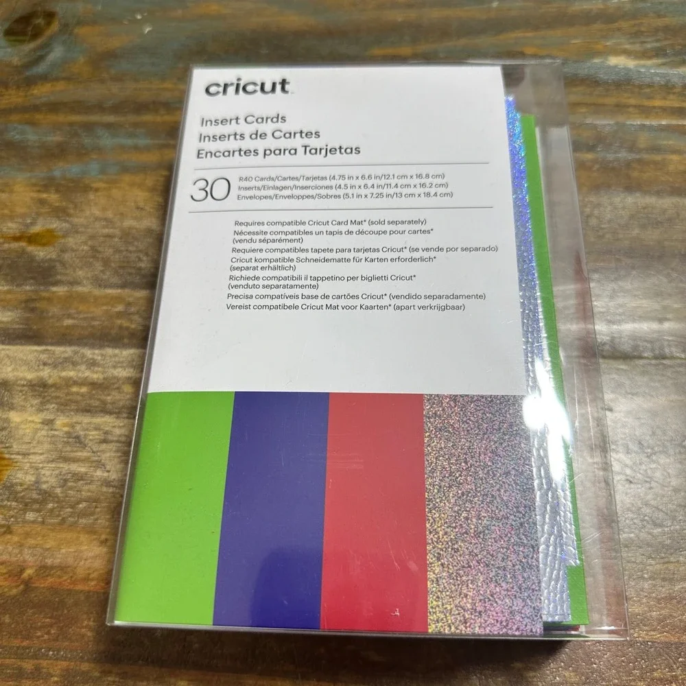 Cricut R40 Insert Cards 30 Count Holographic Scales Red Blue Green White